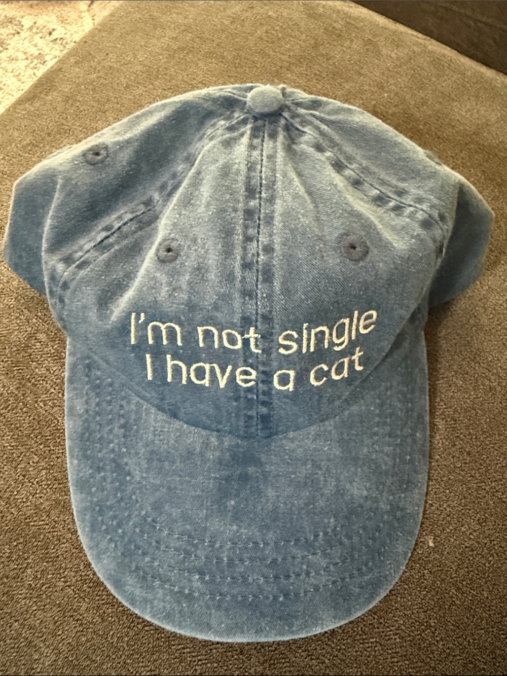 Blue 'I'm Not Single I Have a Cat' Cat Lover Baseball Cap